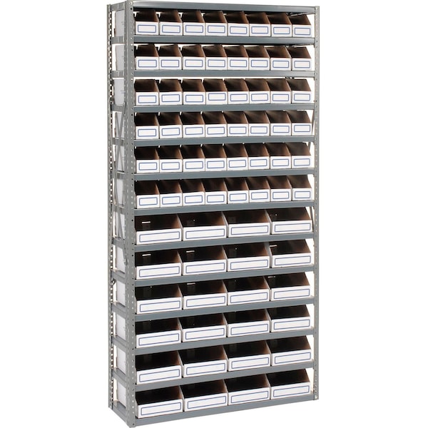 Global Industrial Steel Open Shelving with 72 Corrugated Shelf Bins 13 Shelves, 36x18x73 235008 - main